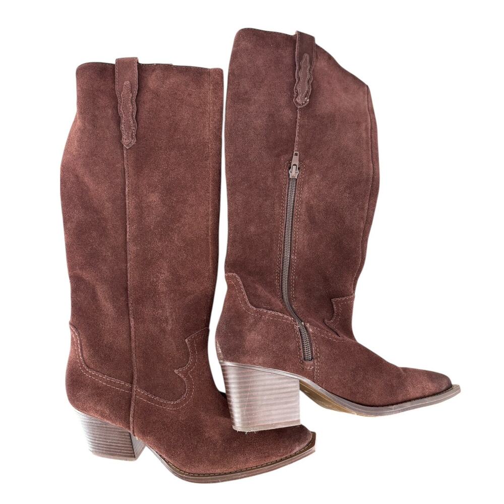 Crown Vintage Sila 2 Tall Western Boots Womens Size 6 Brown Suede Cowgirl - Picture 3 of 10
